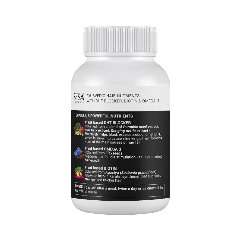 Sesa Dht Blocker Ayurvedic Hair Nutrients Biotin Vitamins Capsules, 50 g-2.webp